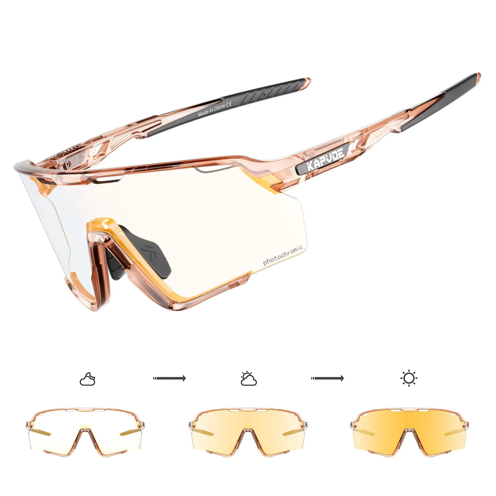 

KAPVOE Outdoor Sports Cycling Sunglasses Photochromic Glasses for Men Sun Mountain Bike Road Bicycle Eyewear
