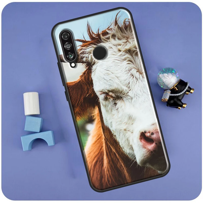 Funny Cow Face Case para Huawei, Nova 11i 3i 7i 8i Y91 Y60 Y70 Y61 Y90 Nova 11 Pro 10 9 SE P20 P40 P30 Lite