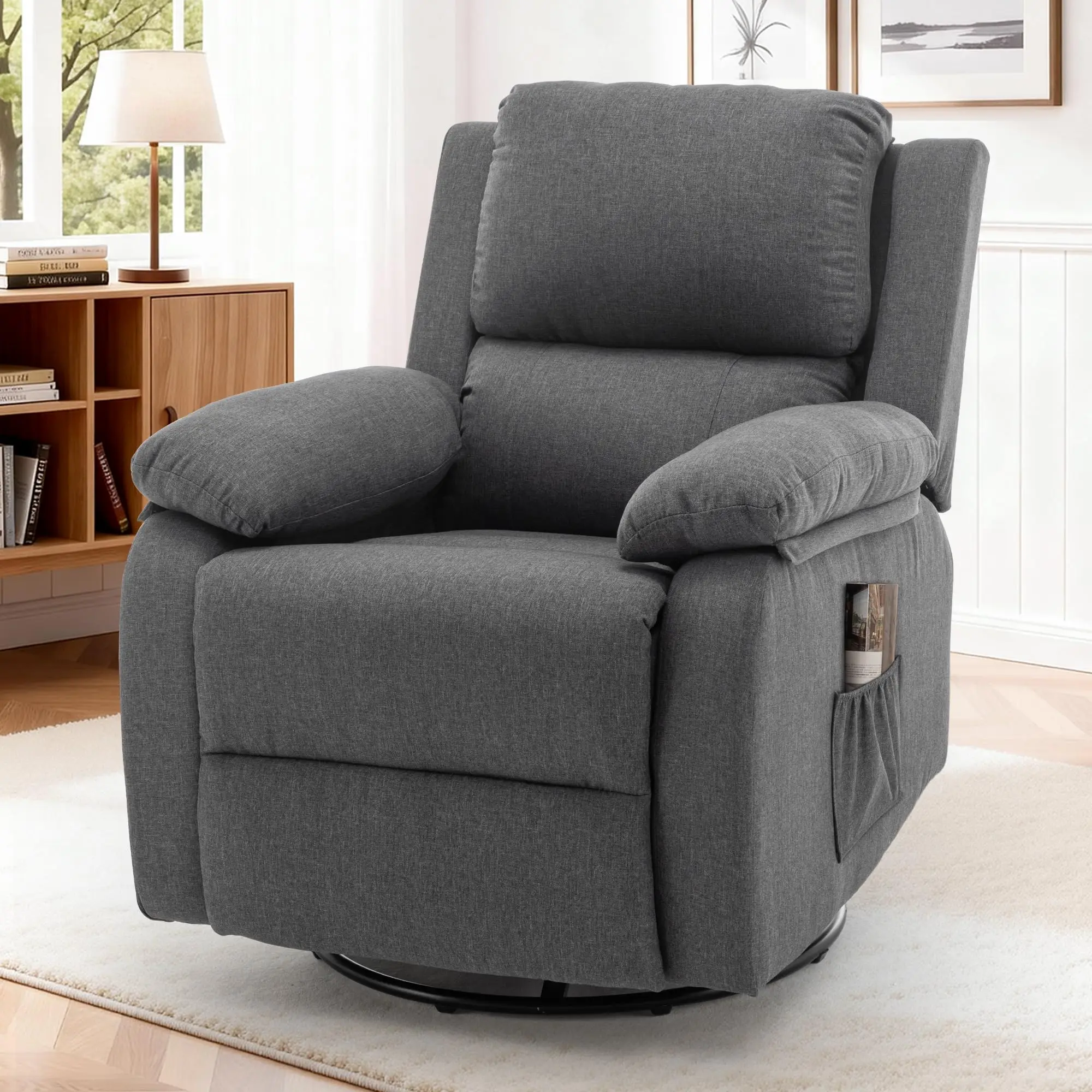 

360 Swivel Rocker Chair for Adults Small Rocking Reclining Sofa for Small Spaces Upholstered Fabric Glider Recliner Nursery