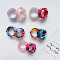 Vintage Simple Open Marbling Ring Aesthetic Acetate Colorful Acrylic Thick Round Rings for Women Girls Jewelry Accessories Gifts