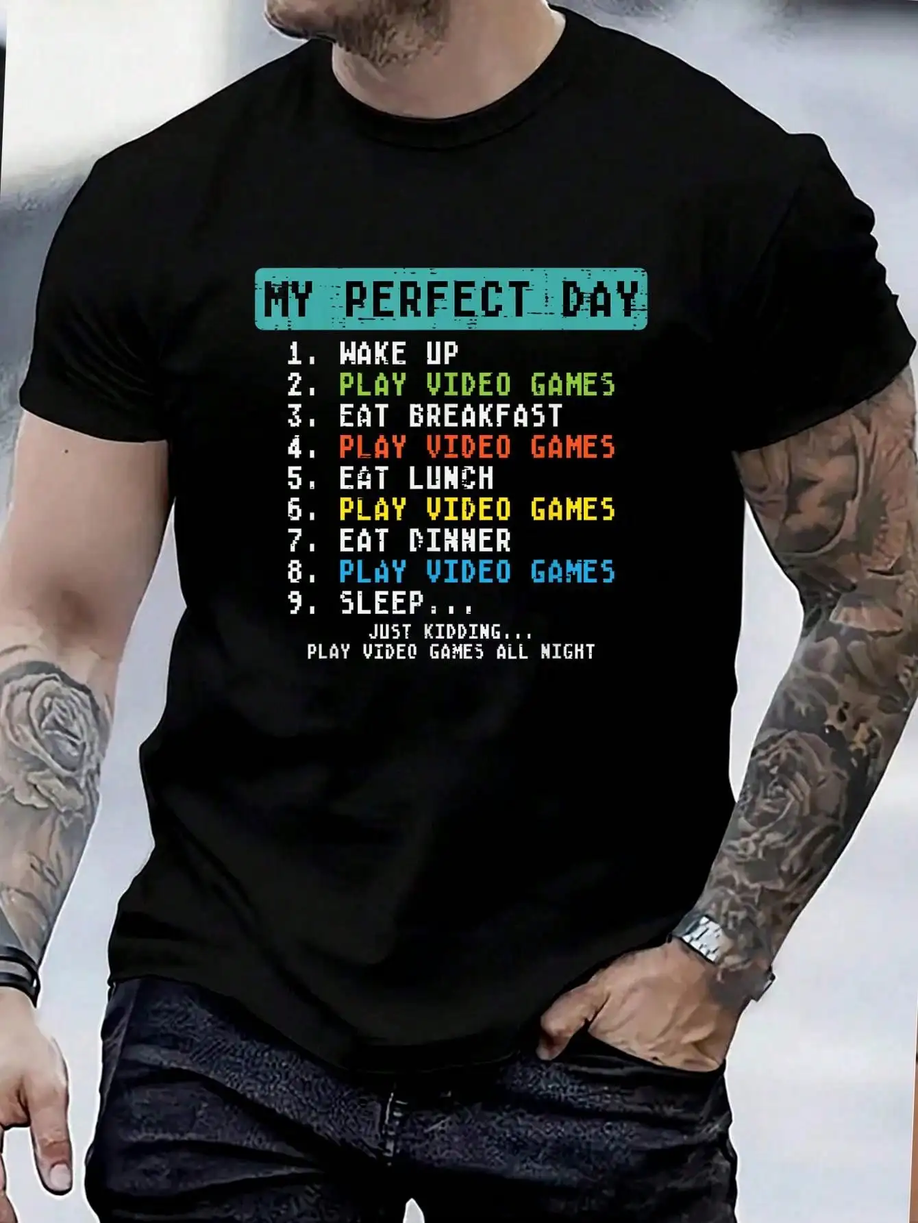 100% Cotton Born To Play Video Games Shirt Funny Video Gamer Gift Gaming T-Shirt Women's Men's Graphic Tee Causal Tops Fashion Tshirt Short Sleeve T-Shirt