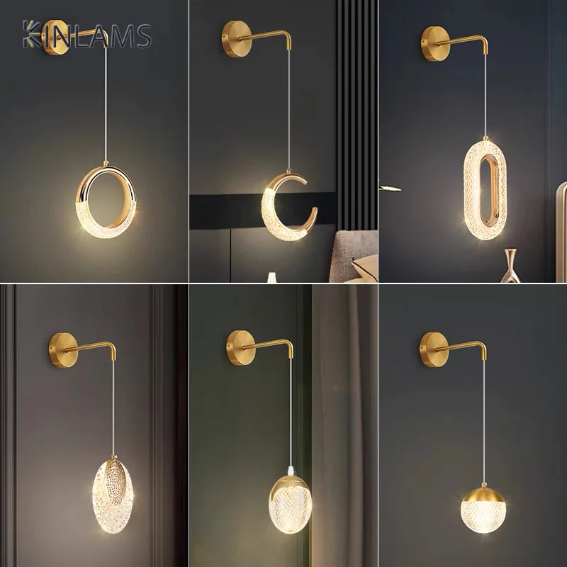 Nordic Luxury Bedroom Bedside Wall Lamp Long Line Modern Simple Creative Personality Chandelier Fixtures Home Decoration Light