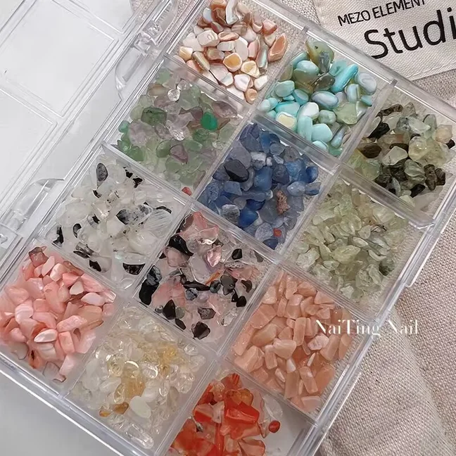 1Box  Shell Flakes Abalone Nail Art Rhinestones Aurora Nails Charms 3D Slice Shell Stone Sequins Nail Art Decoration Manicure view 4