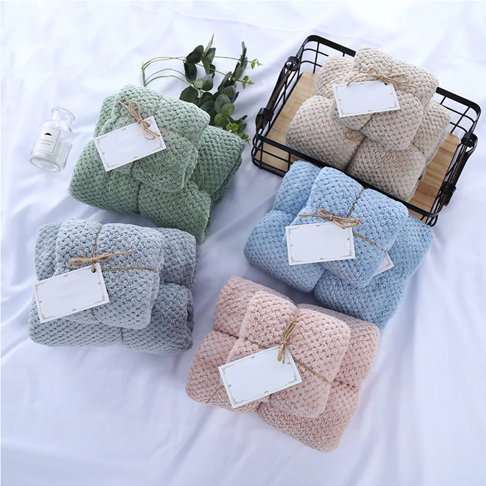 

1 set 1 Set Coral Fleece Bath Towels Premium Absorbent Quick Dry -Friendly Absorbent Towel Gift For Family Blue