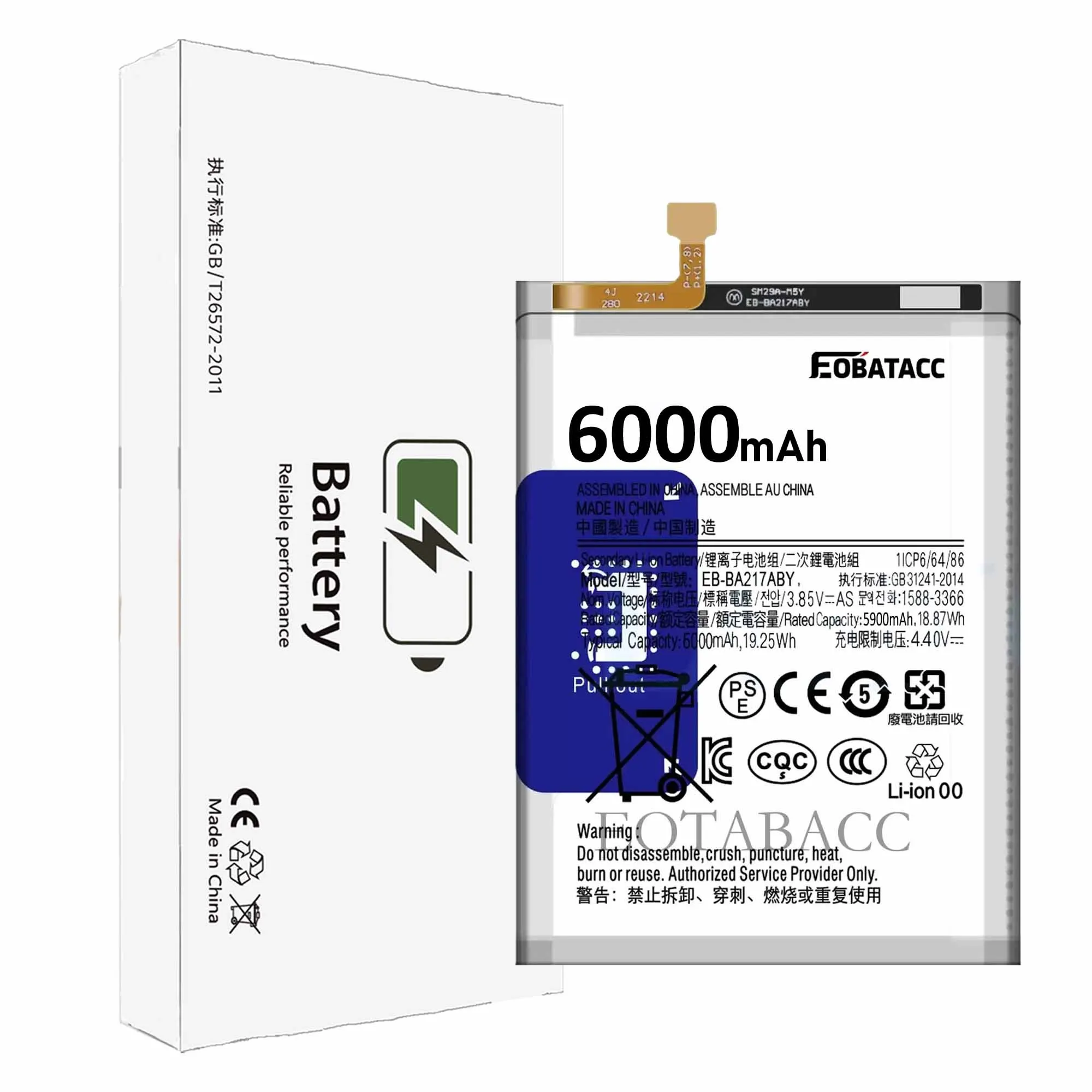 EOTABACC 100% New Original Battery EB-BA217ABY 6000mAh For Samsung A21S/A207/A217/A12/A125H/A127/A022F/M02/M12 Battery +Tools