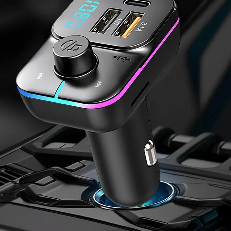 

Car Fast Charger Bluetoth 5.0 Music Adapter With RGB Light FM Transmitter Receiver Car Kit MP3 Audio Player Handsfree 2 Ports