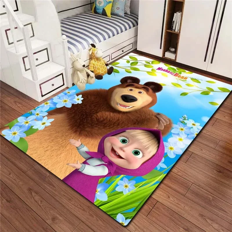 cute cartoon M-Masha and Bear printed carpet yoga mat home living room bedroom decoration children\'s room non slip gift carpet