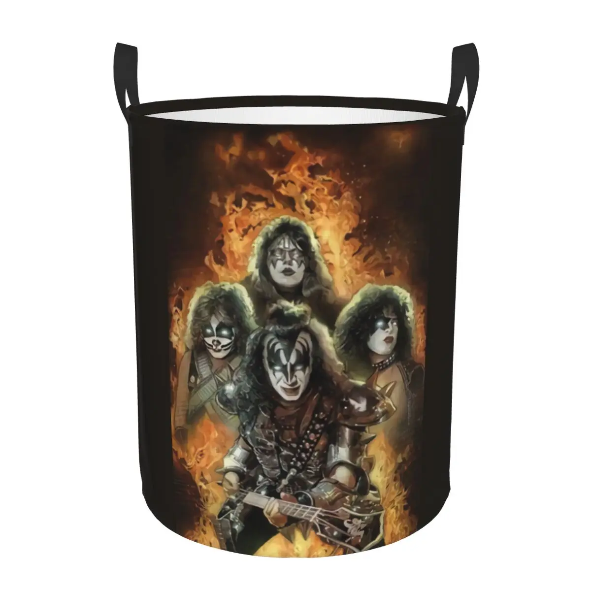 Custom Kiss Rock Metal Band Laundry Hamper Large Storage Basket Kids Nursery Toy Organizer