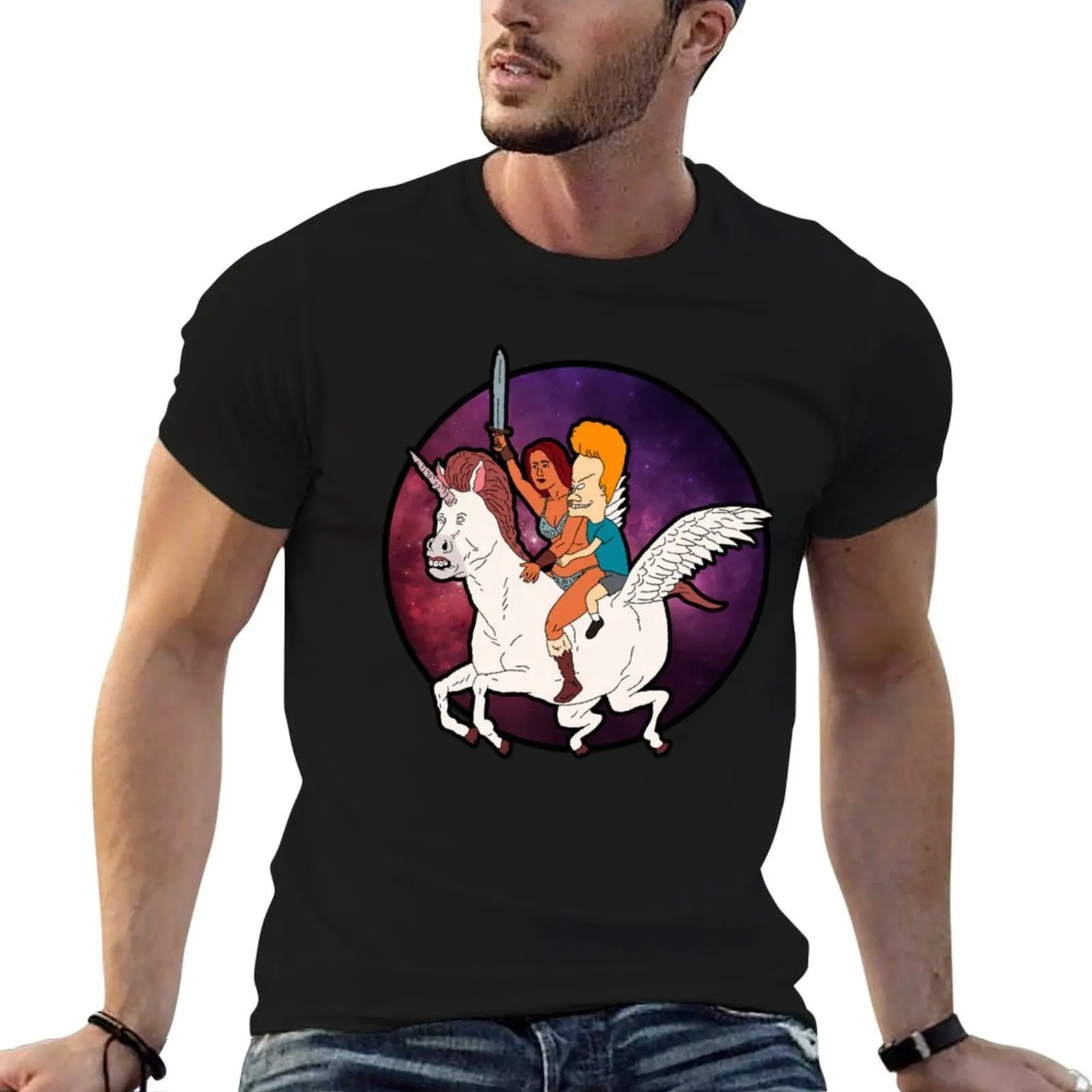 Beavis and Butthead Unicorn T-Shirt t shirt for man 100 percent cotton t shirt man cotton t shirts for man graphic funny T-shirt