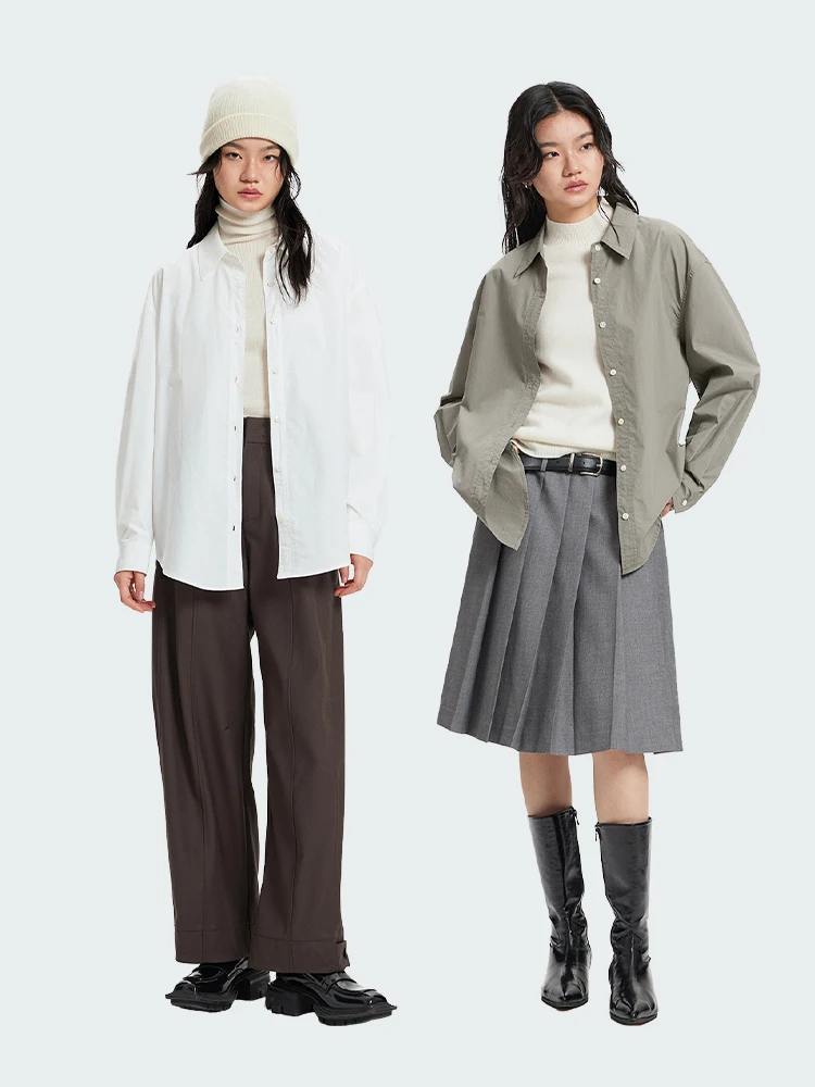 

Женская универсальная рубашка с длинным рукавом из хлопка, приятная к телу, для ранней осени, простая, для многослойных образов