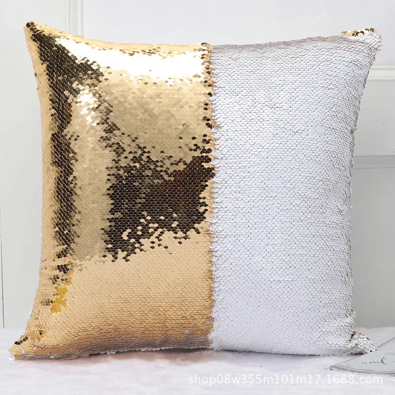 Duas cores Sequin Pillow Cover, casa macia decoração almofada, estilo europeu, atacado