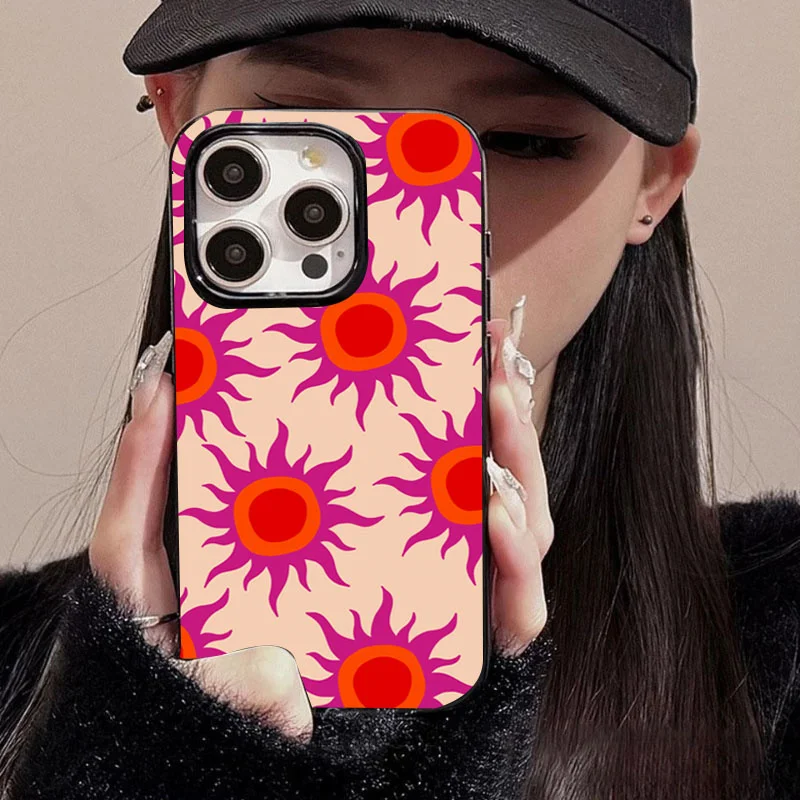 

Funda Artistic Sun Pattern Phone Case for iPhone 16 15 14 13 12 11 Pro Max X XS XR XSMAX 7 8 Plus 16E Shockproof TPU Back Cover