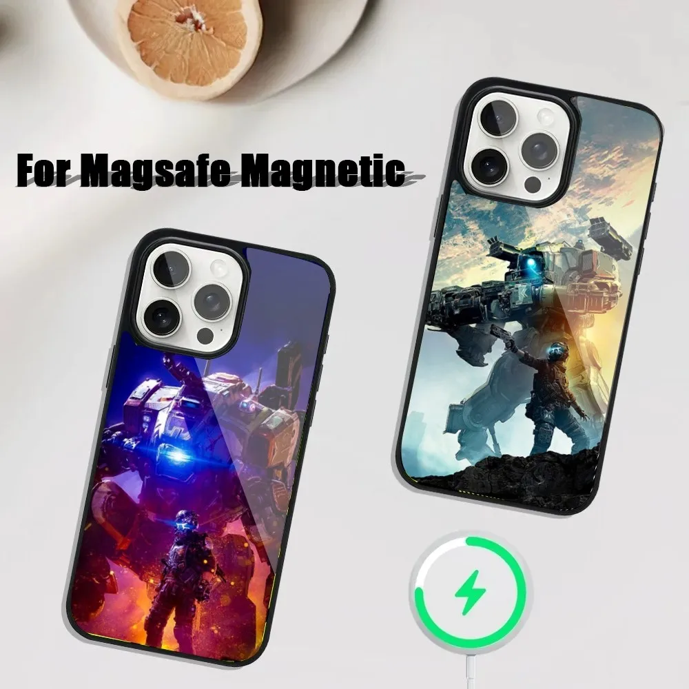 T-Titan-Fall 2 Cool Mecha Phone Case For iPhone 16,15,14,13,12,11,Plus,Pro,Max Mini Magsafe Magnetic Wireless Charging