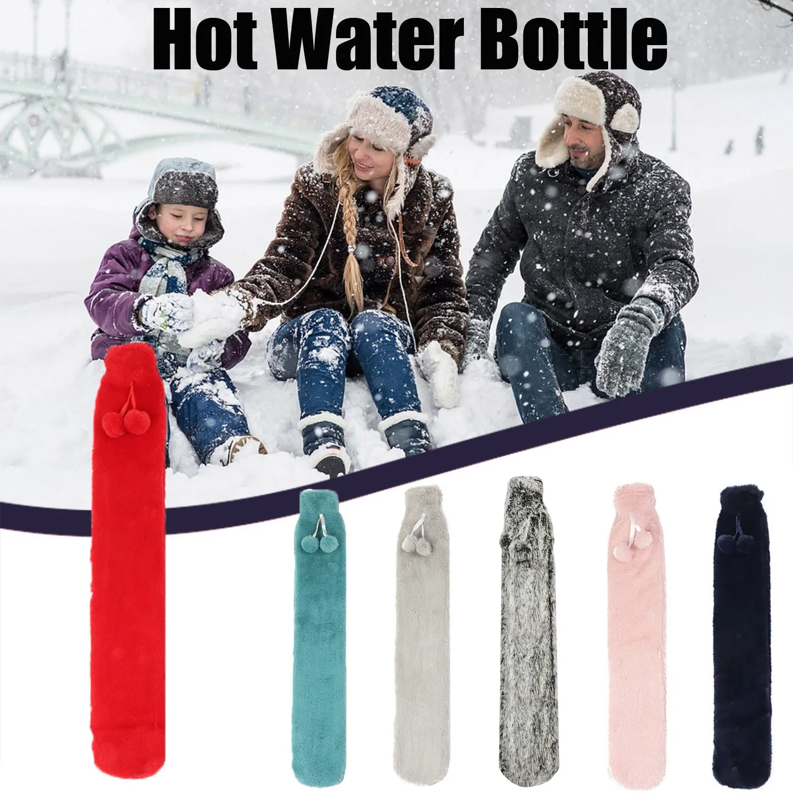 Long Hot Water Bottle Soft Cover Winter Warmth Plush Bag Comfortable Bed Warmer Pain Relief Heating Winter Warmth Soft Cover T1
