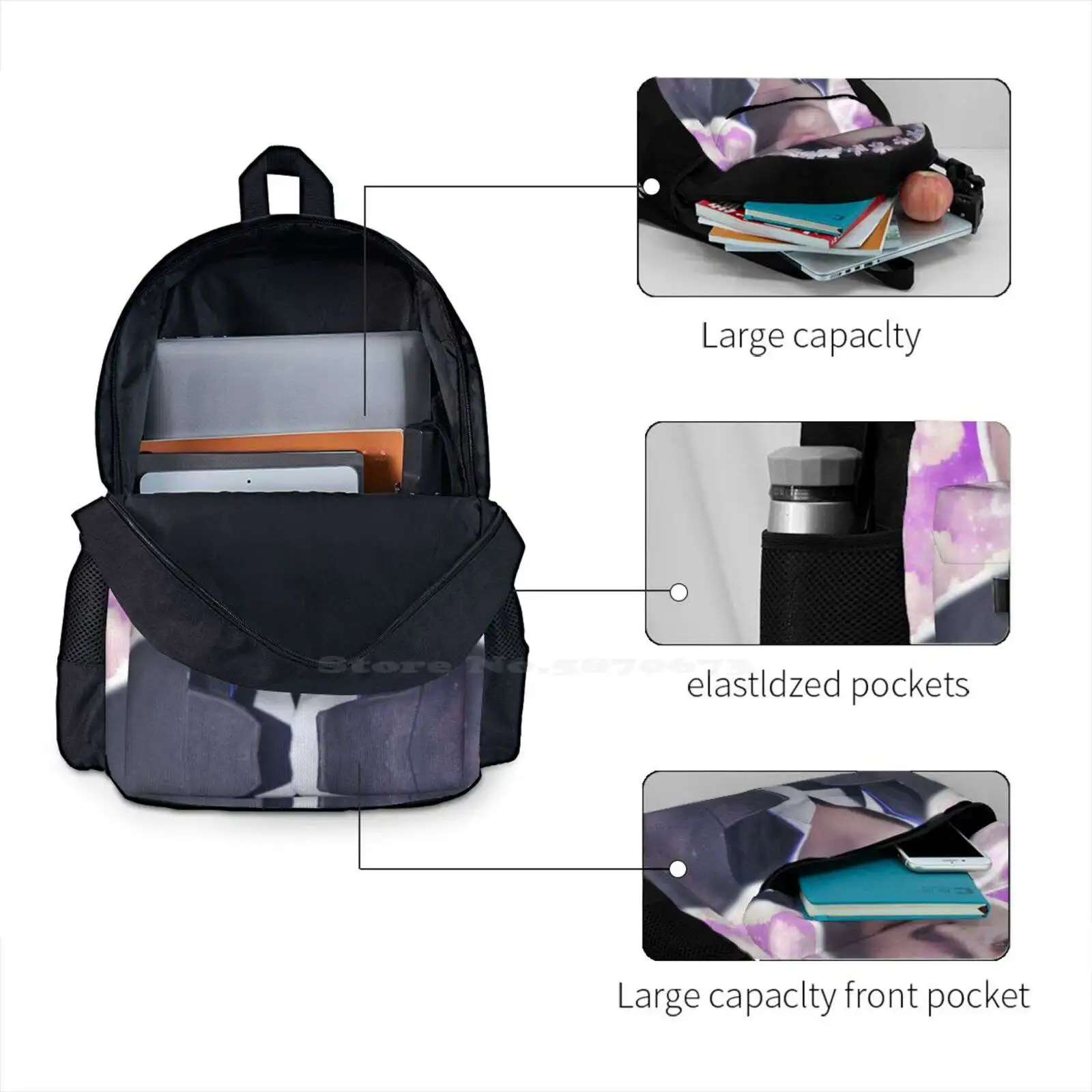 Flowerboy Connor Dbh Videogame Hot Sale Schoolbag Backpack Fashion Bags Dbh Detroit Become Human Pastel Aesthetic Cute Trendy