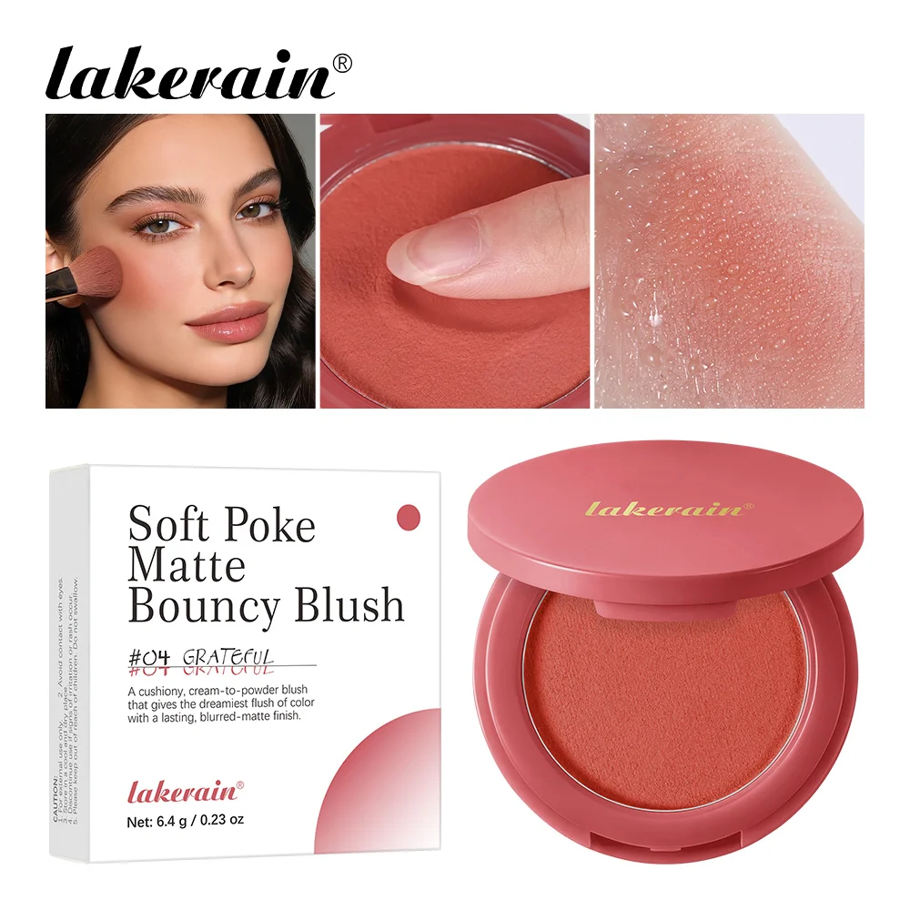 

Lakerain Soft Poke Matte Blush Long Lasting Luminosity Fresh Silky-smooth Skin Finish Moisturizing Natural Matte Bouncy Blusher