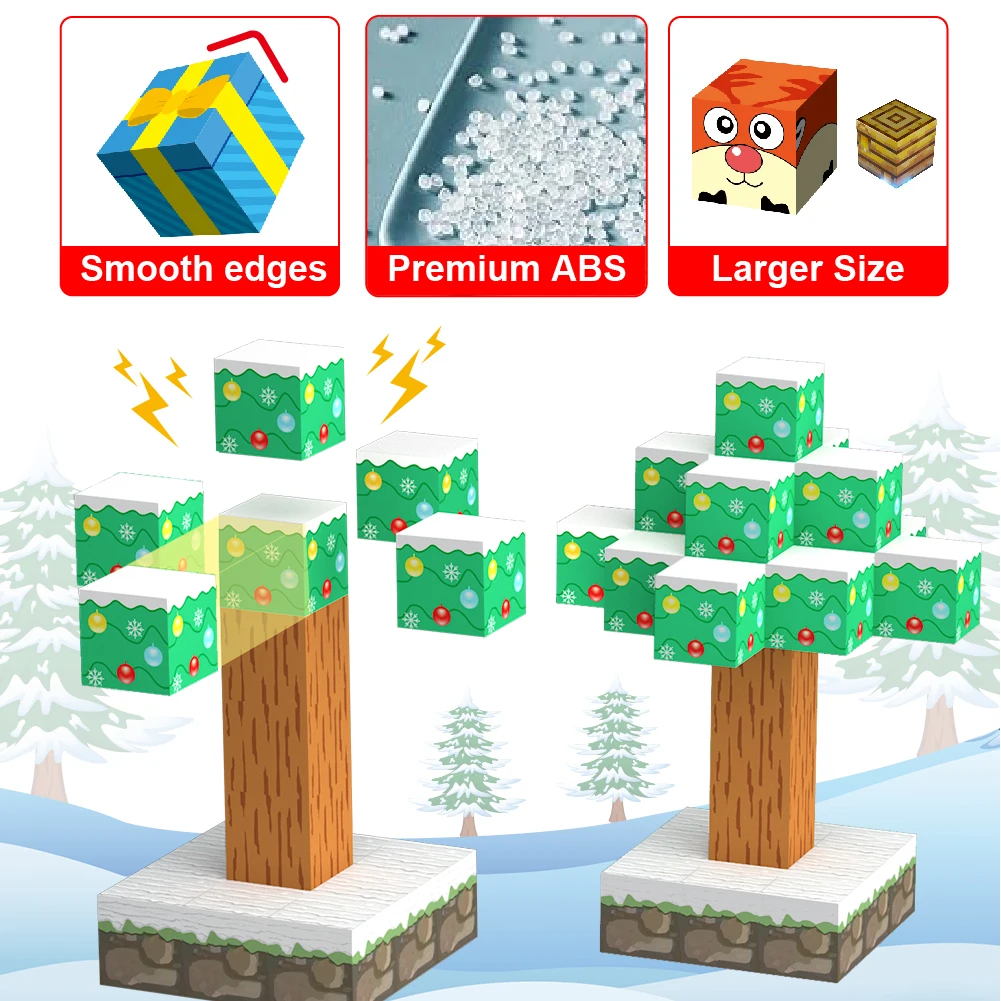 108 ชิ้นคริสต์มาสบล็อกบล็อกโลกของฉันแม่เหล็กของเล่น DIY ประกอบคลาสสิกรุ่นบล็อกชุดเด็กวันเกิดปีใหม่ชุดของขวัญ