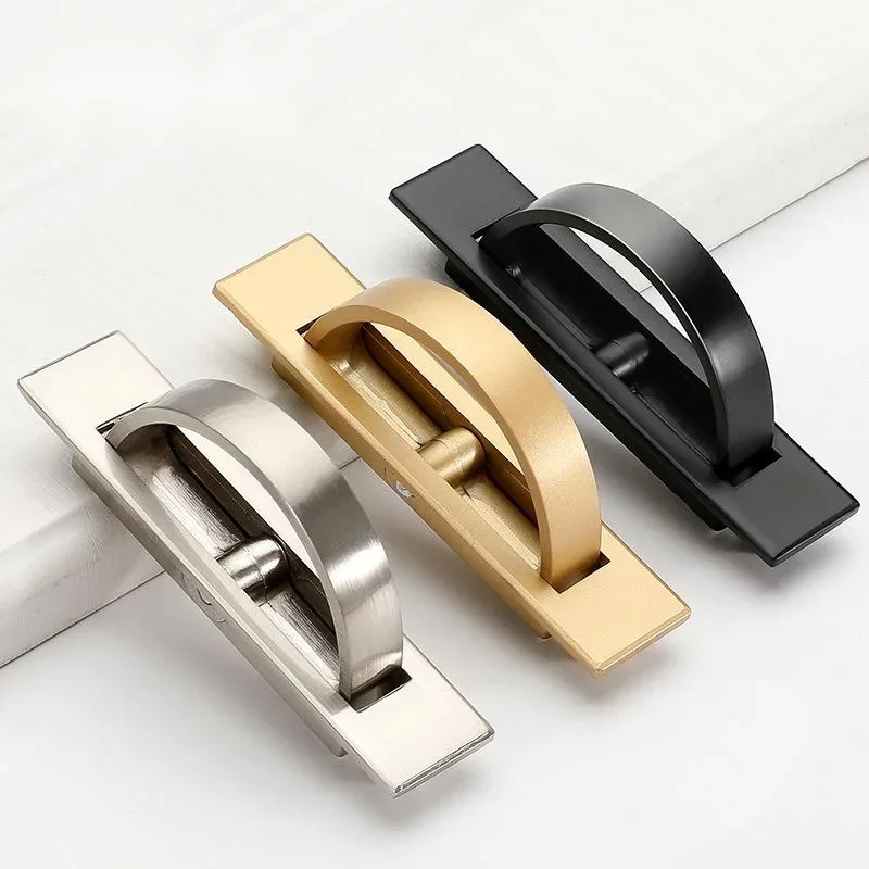 embedded rotary handle semi round tatami hardware dark handle zinc alloy invisible cabinet door handle