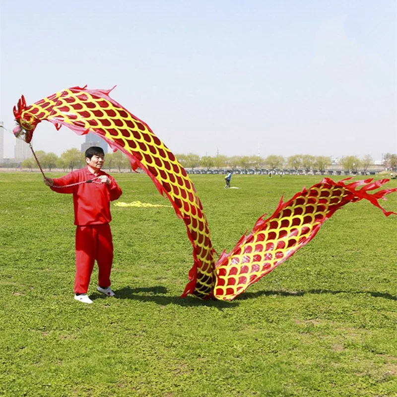 6/8 Meter chinesischer Drachen tanz mit Kopf für Erwachsene Karneval Performance Requisiten doppelseitiger Hot Stamp ing Fitness Drache