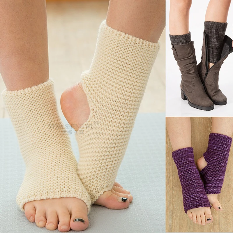 Latin Dance Foot Knitted Sport Protective Leg Cover Yoga Foot Cover Short Tube Horizontal Strip Ballet Dance Practice Warm Socks