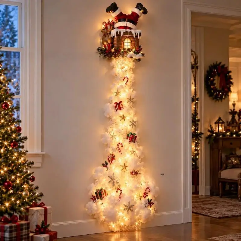Christmas Magic Trail Wall Light, LED Cascading Holiday Decor,Warm White Glow, Space-Saving Wall Decor, Easy Wall Placement