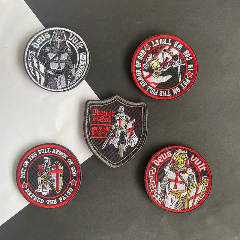 Parche táctico Knights Crusader – Emblema bordado con velcro para uniforme