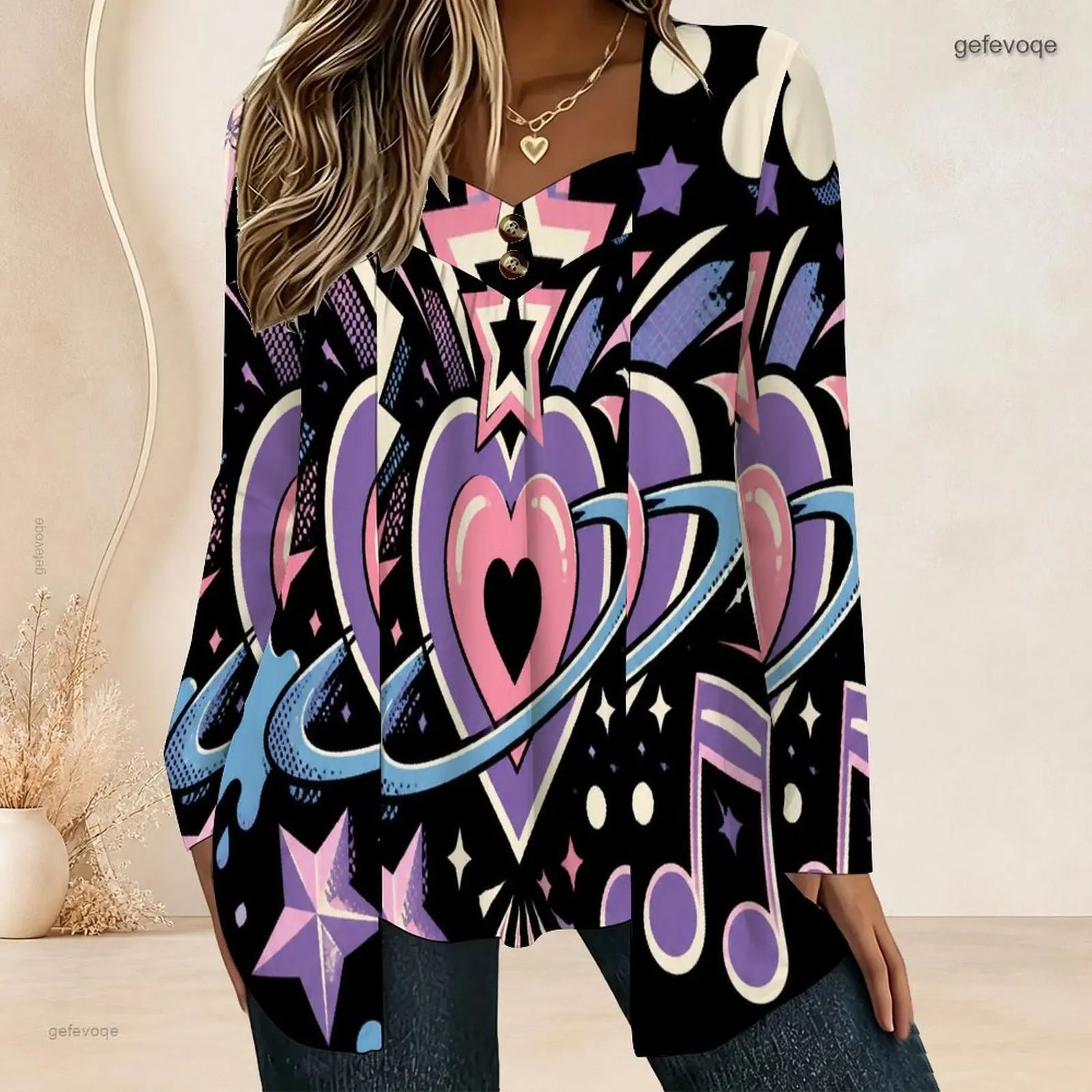 Women Fake Two Piece Long Sleeve Blouse Open Cardigan With Cami Top V Neck Button Detail Pleated Front Loose Tunic Oversize