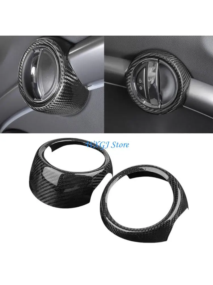 37JE Carbon Fiber Door Pull Cover for F56 F57, 1Pair Car Door Handle Trim