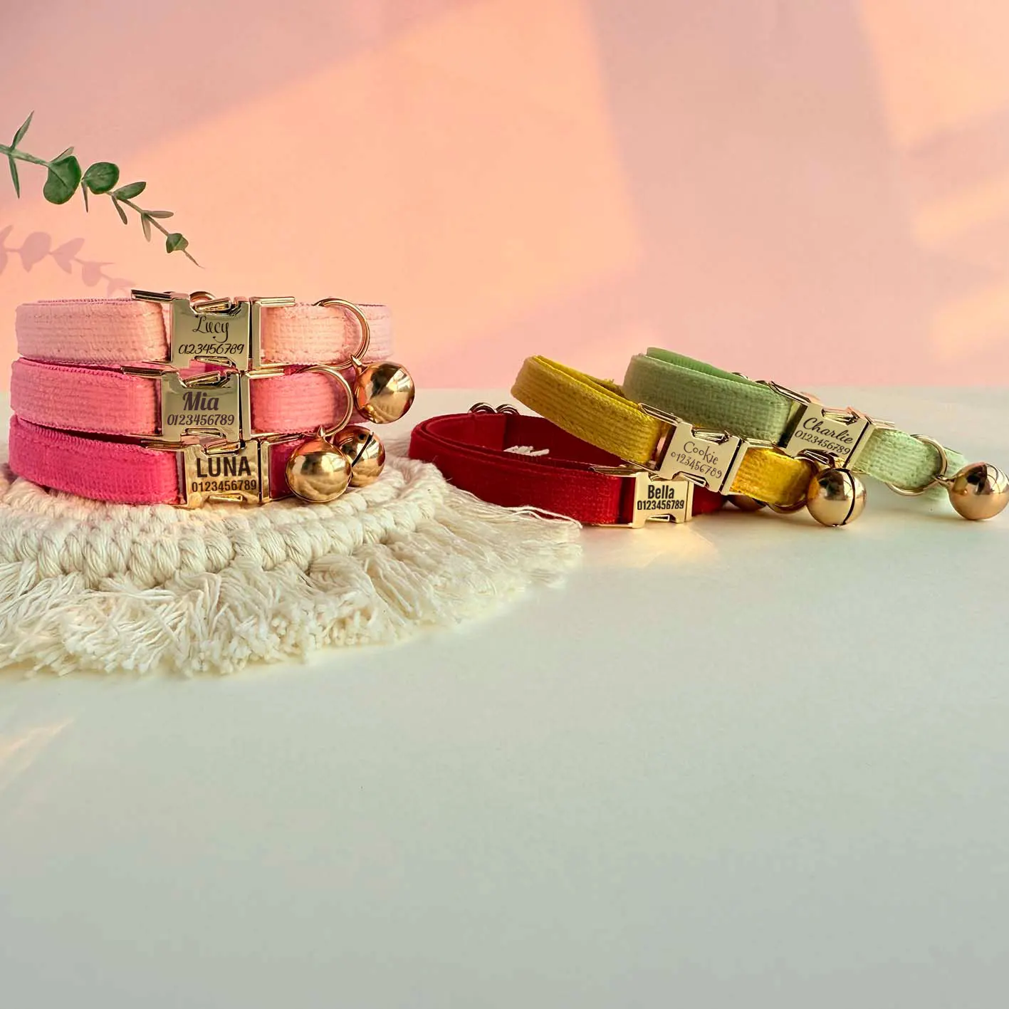 

Personalized Soft Corduroy Bell Collar for Cats Stylish Kitten Collar Adjustable Breakaway Safety Collar