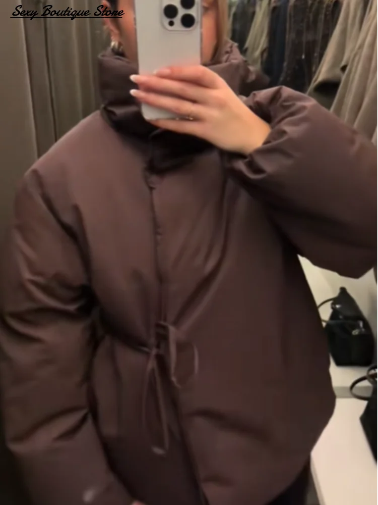 الشتاء الدافئة البخاخ المرأة أسفل سترة رشاقته واحدة الصدر القطن معطف مبطّن عالية طوق الدانتيل يصل أبلى 2025 معطف سيدة جديدة #2