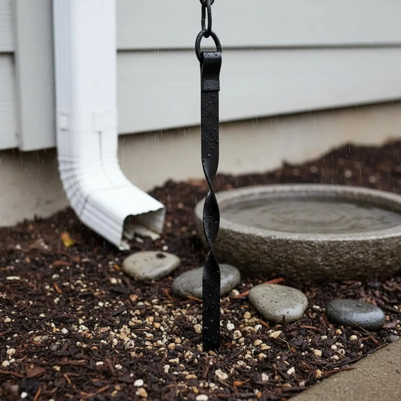

Rain Chain Anchor Stake Sturdy Metal Black Twist Stake for Yard