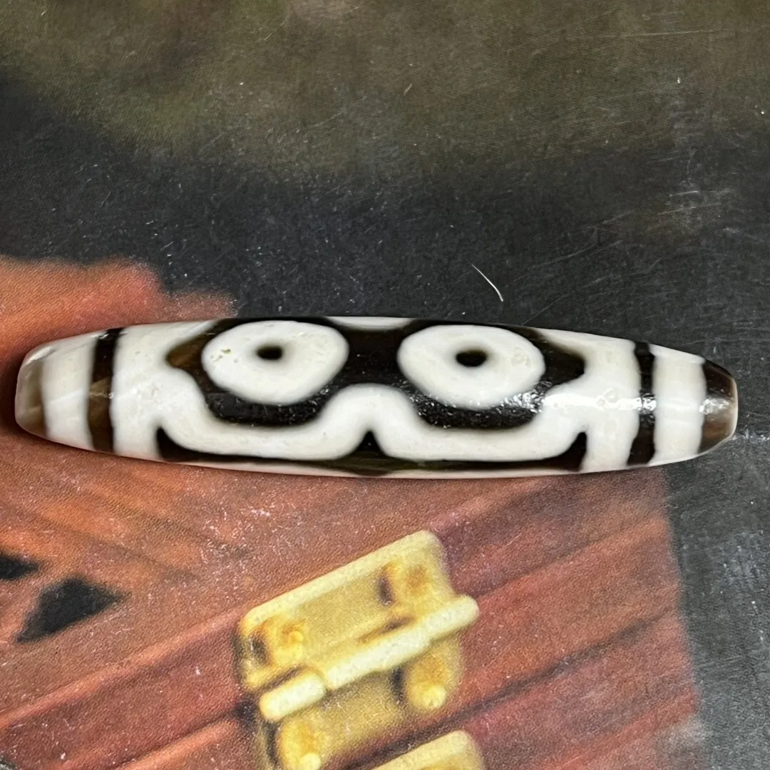 rare-tibetan-buddhism-old-agate-dzi-4-eyes-totems-bead-necklace-57mm-z0421