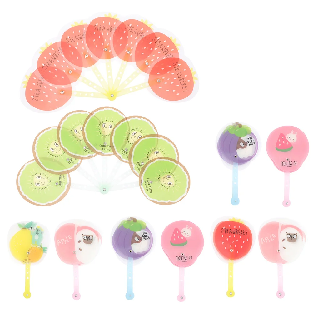 10 Pcs Fruit Folding Cartoon Hand Eco Friendly Craft Fan Light Compact Safe for Kids Decorative Hand Fan for Festival