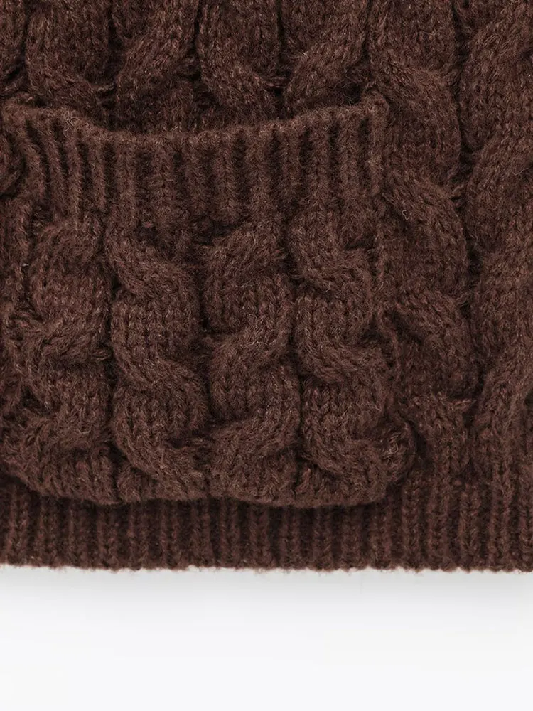 NLZGMSJ ผู้หญิงแฟชั่นแขนกุดหยาบถักเสื้อกั๊กเสื้อกันหนาวหญิง Chic กระเป๋าขนาดใหญ่ Patch ปุ่มเสื้อสเวตเตอร์ถักเสื้อกั๊ก Top