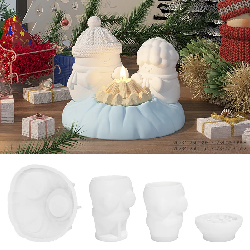 

DIY Handmade Gypsum Mold, 3D Stereoscopic Snowman Ornament, Stove and Fire Mold, Aromatherapy Candle, Silicone Mold