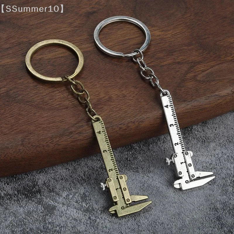 【xxx】Mini Vernier Caliper Keychain Mini Metal Ruler Car Key Chain Movable Vernier Caliper Ruler Model Keychain Keyring Gift【SS】