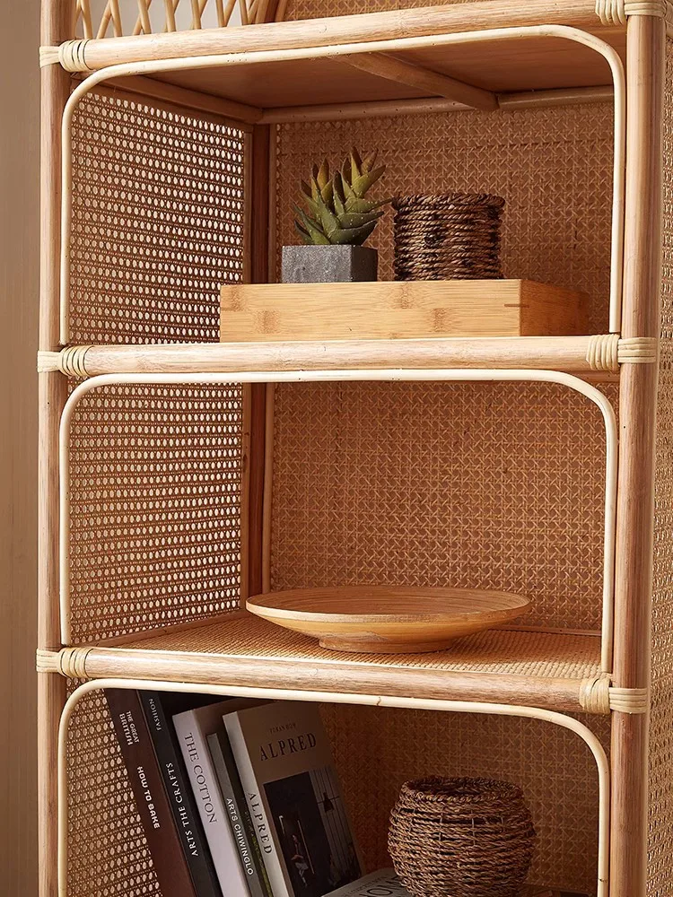 Nordic style decorative floor bookshelf corner bamboo shelf