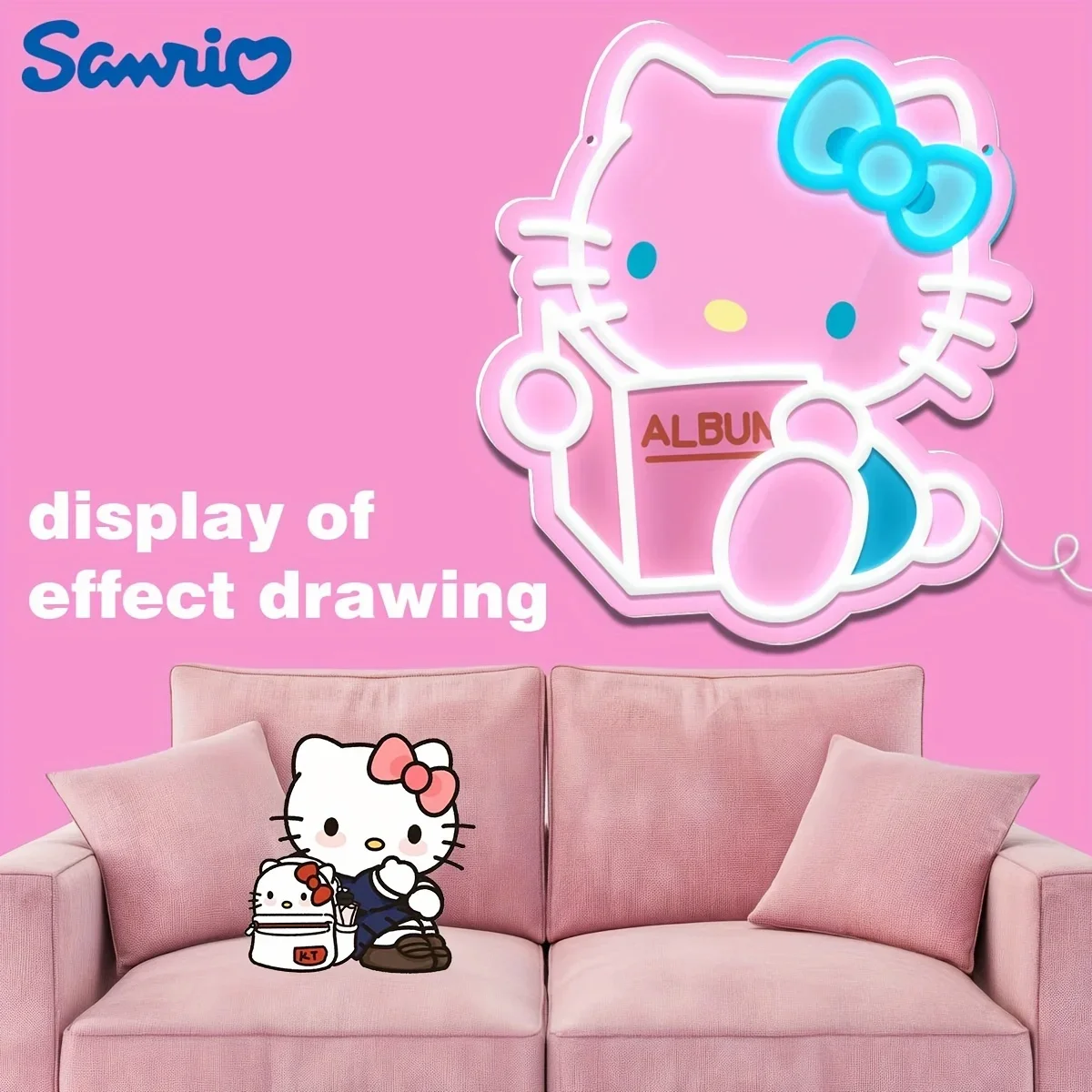 

Неоновая вывеска Sanrio Hello Kitty для декора стен, многоцветная неоновая подсветка с питанием от USB, декор для дома, вечеринок, магазинов, подарки для детей