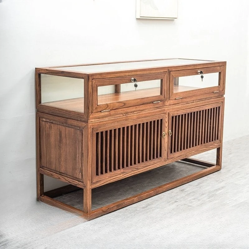 Solid wood jewelry display case, glass display case