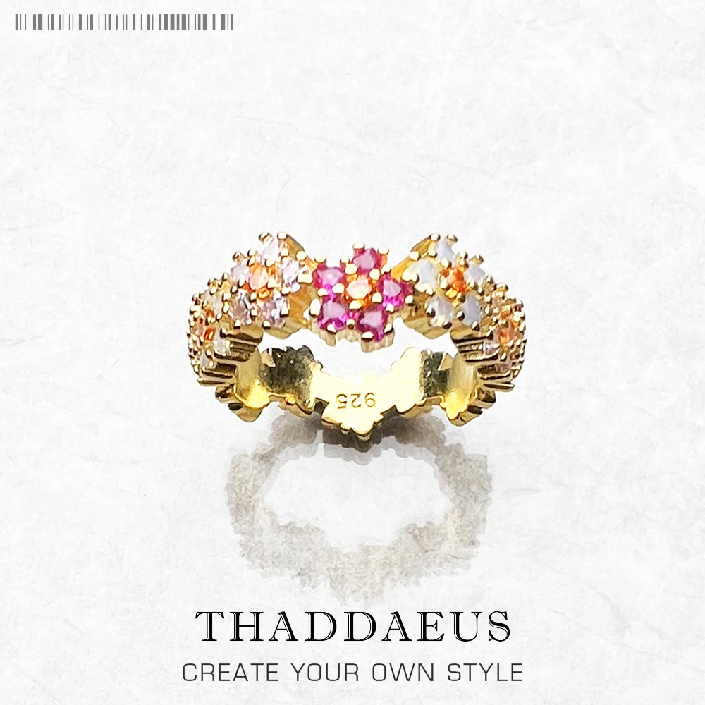 

Кольцо с цветами и разноцветными камнями, новинка 2023, Изящные Ювелирные изделия, романтический подарок для женщин, цвет 925 пробы, серебро