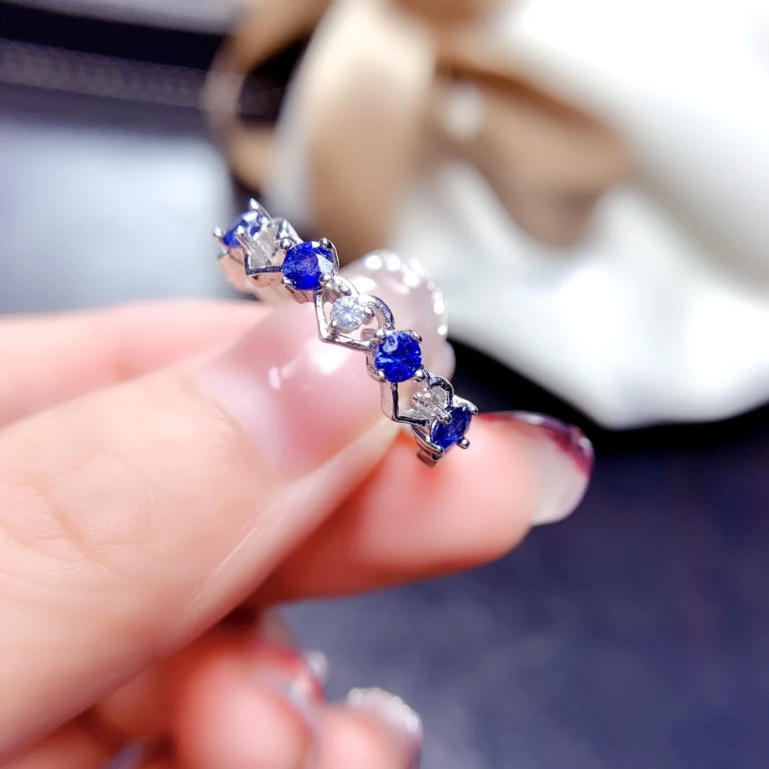 

Natural Sapphire Ring, 925 Silver Certified, 3x4mm Blue Gemstone, Girl's Holiday Gift, Free product shipping