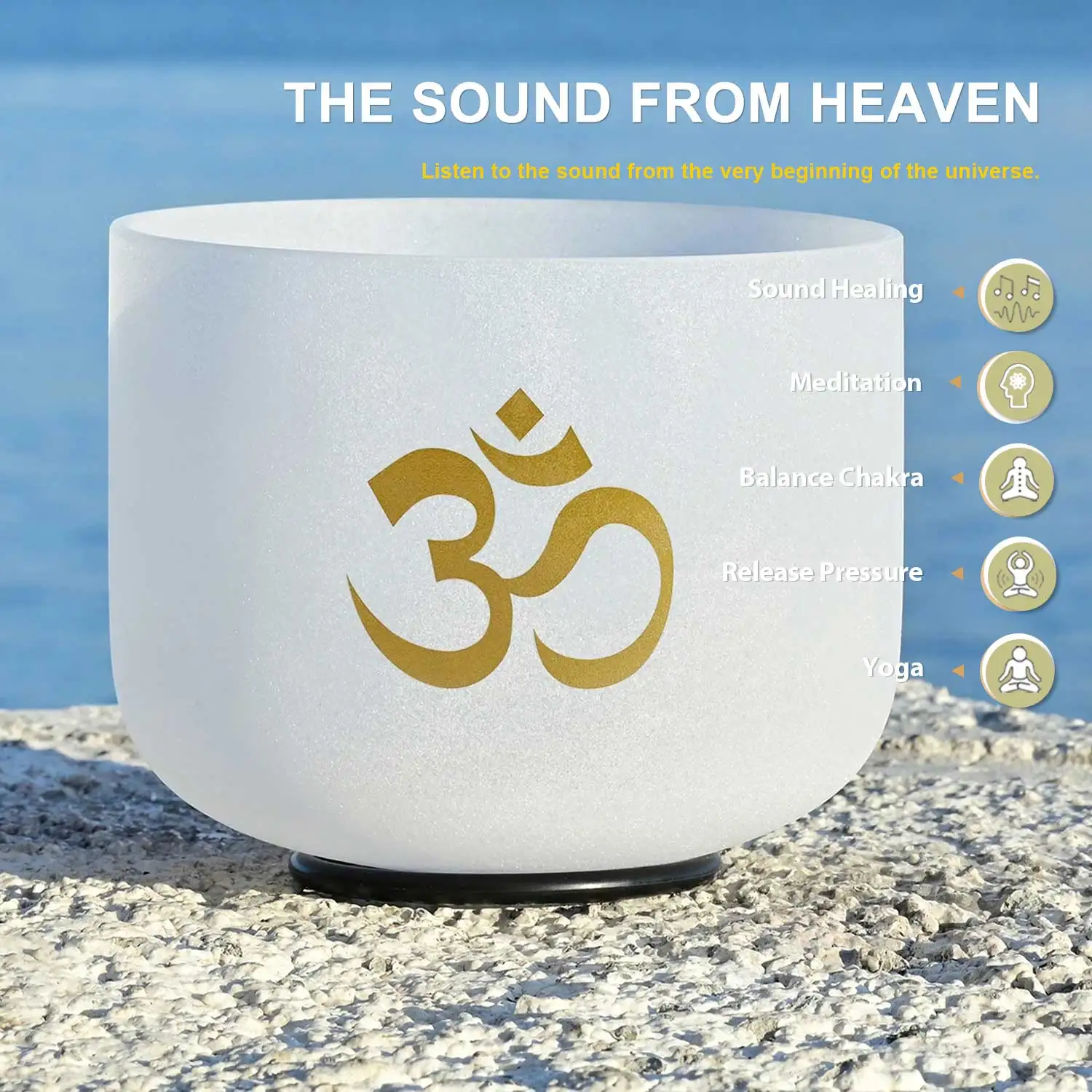 Cvnc 12 inch 440/432hz Kristall Klangs chale mit Chakra om Design Instrument für Klang heilung Meditation Yoga Chakra Balance