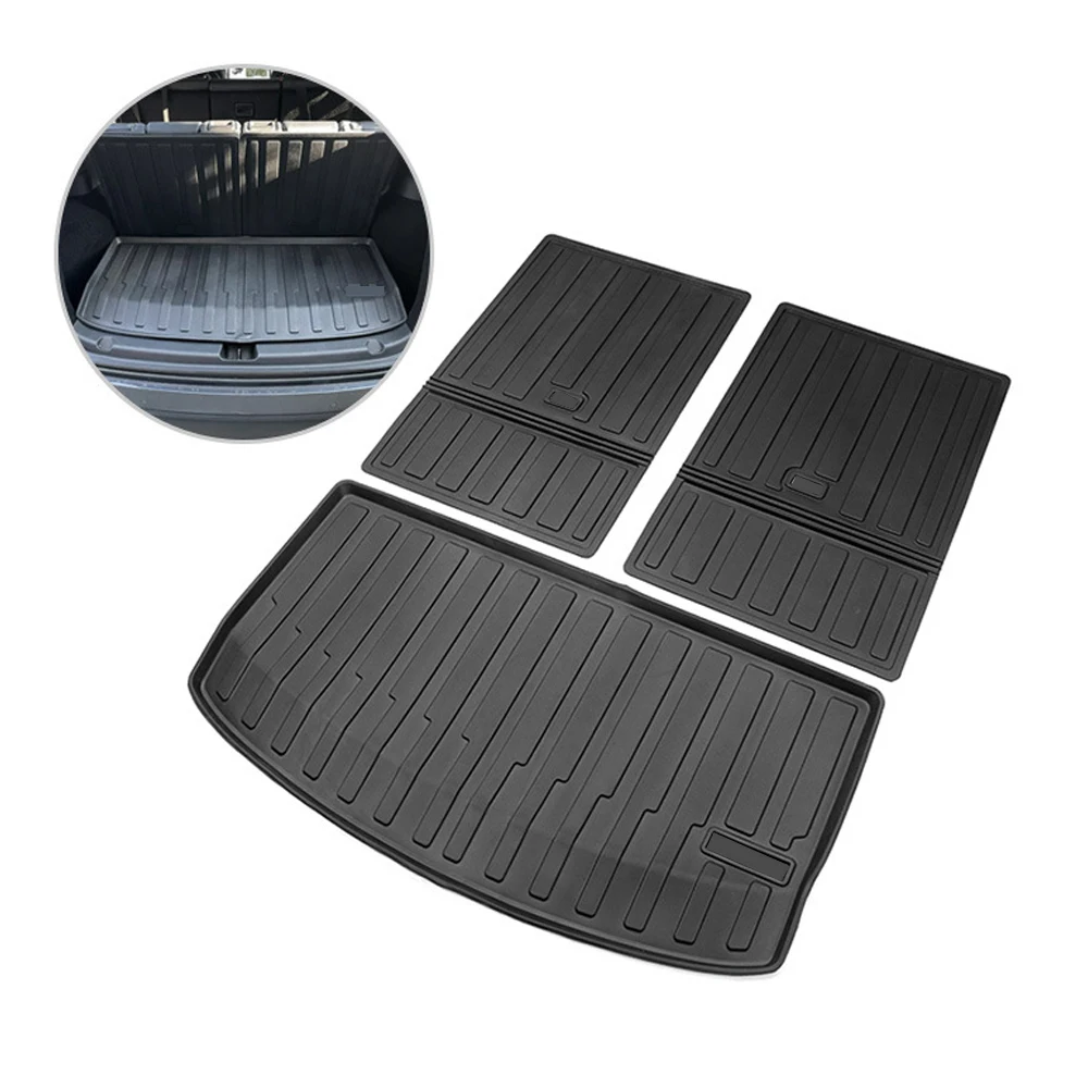 

7-Seater Rear Trunk Mat W/backrest TPE Mats Fit Tesla Model Y Accessories 3pcs
