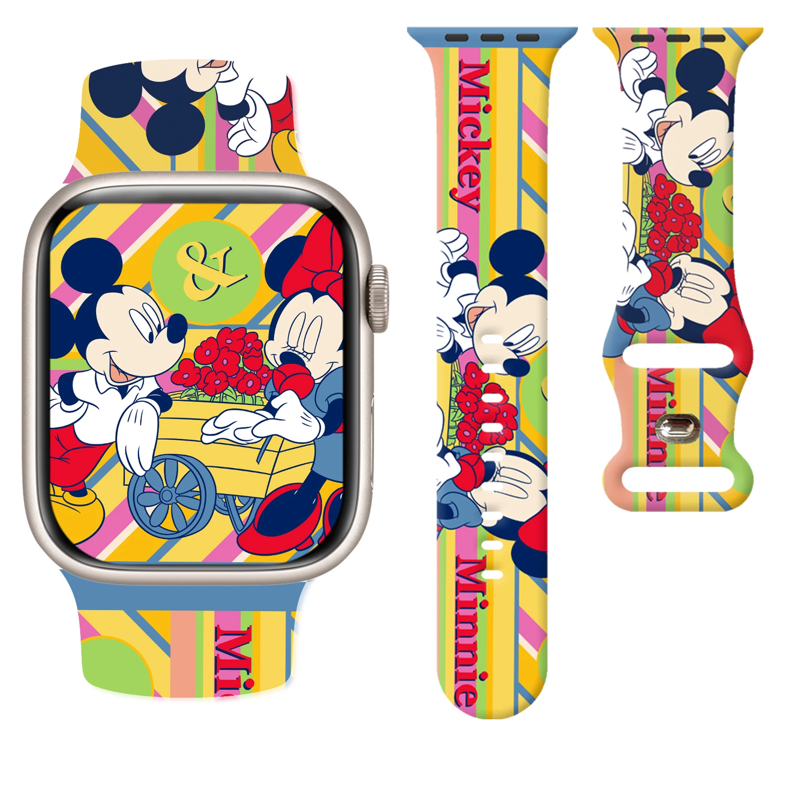 

Disney Mickey printed watch strap for Apple Watch 11 10 9 8 7 Silicone Band Replaceable Bracelet for iWatch 46mm 44mm 42mm 38mm