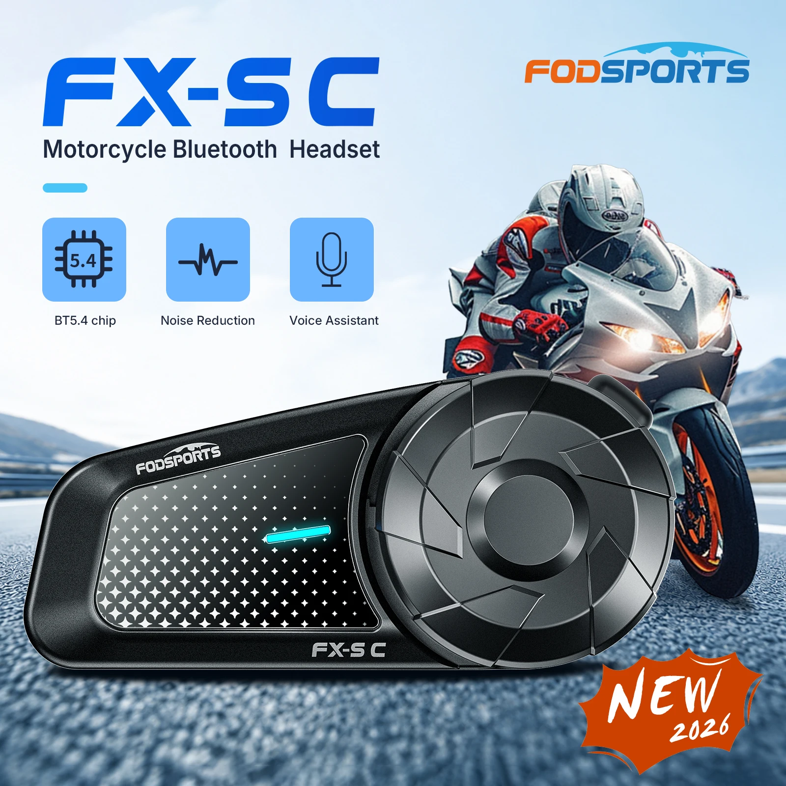 Fodsports FX-SC Motorcycle Headset Helmet Bluetooth Headset,BT5.4
