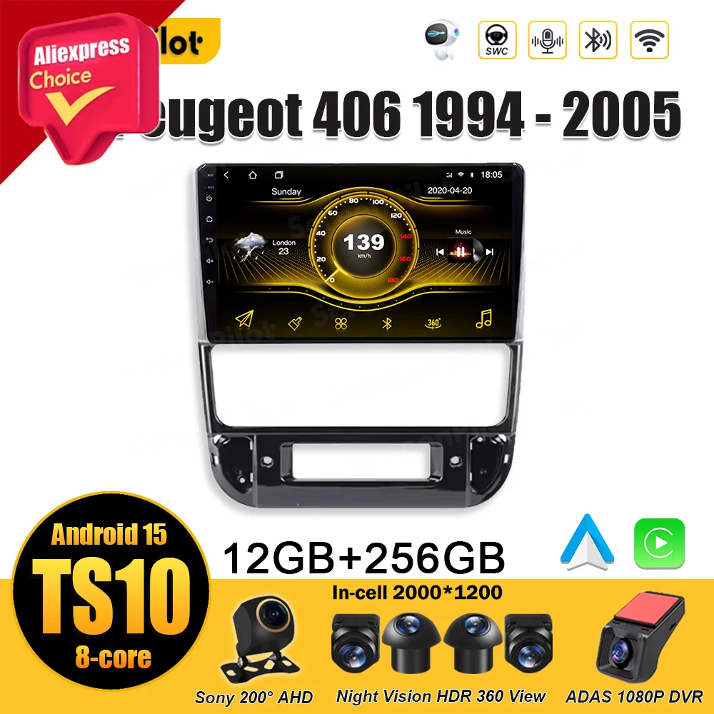 

Android 15 For Peugeot 406 1994 - 2005 GPS Navigation Multimedia Video Player Mirror Link Android Auto Bluetooth Touch Screen 5G