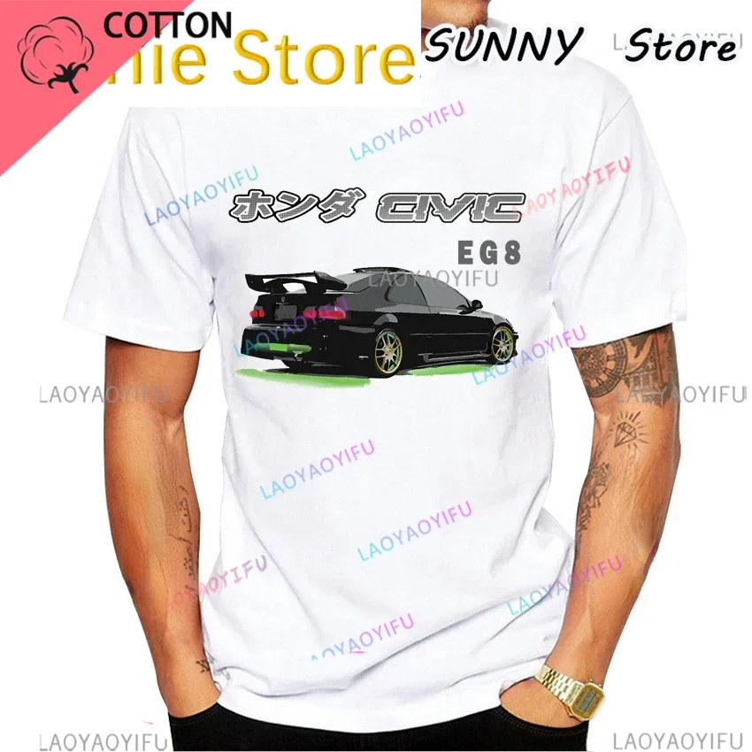 AMEITTE JDM 1995 Old Civic EG8 Sports T-Shirt New Men Short Sleeve Anime Cartoon Car Art T shirts Boy Casual Japan Tees shirts