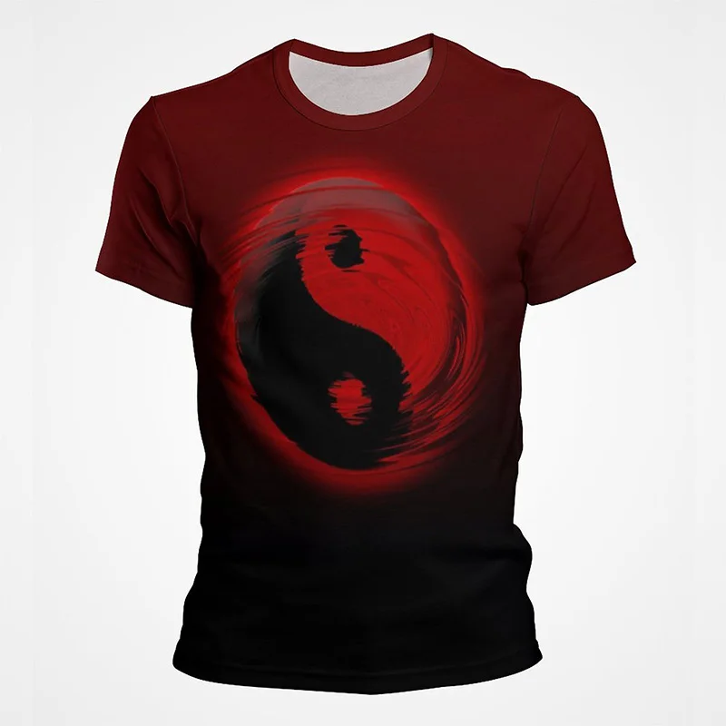 3D Tai Chi Yin Yang Printed Mens T-shirt Fashion short sleeve Gossip graphic t shirts Vintage Summer Round Neck Tees clothing