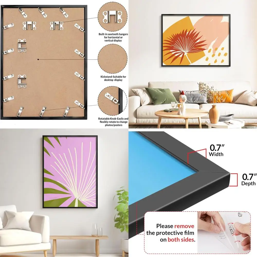 

Pair of 30x40 Inch Black Picture Frames for 30x40 Posters, Plexiglass Protected, Suitable for Portrait or Landscape Display