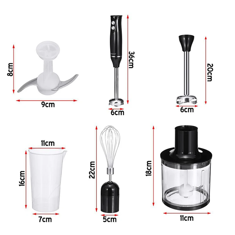 500W Portable Hand Blender,4 In 1 Multi-Functional Household Kitchen Electric Mixer,Egg Beater,Food Processors,Chopper,Whisk